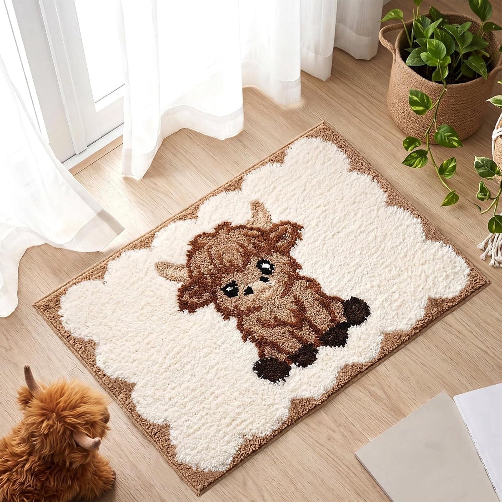 Sruoe Summer Carnival Printed Floor Mat, 15.74"x23.62", Water Absorbent Non Slip Doormat, Flannel Entryway Bathroom Kitchen Household Decor Rug