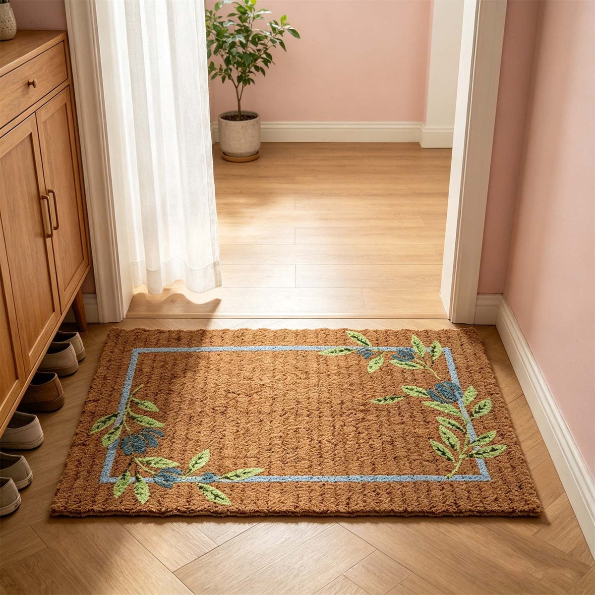 Sruoe Summer Carnival Printed Floor Mat, 15.74"x23.62", Water Absorbent Non Slip Doormat, Flannel Entryway Bathroom Kitchen Household Decor Rug