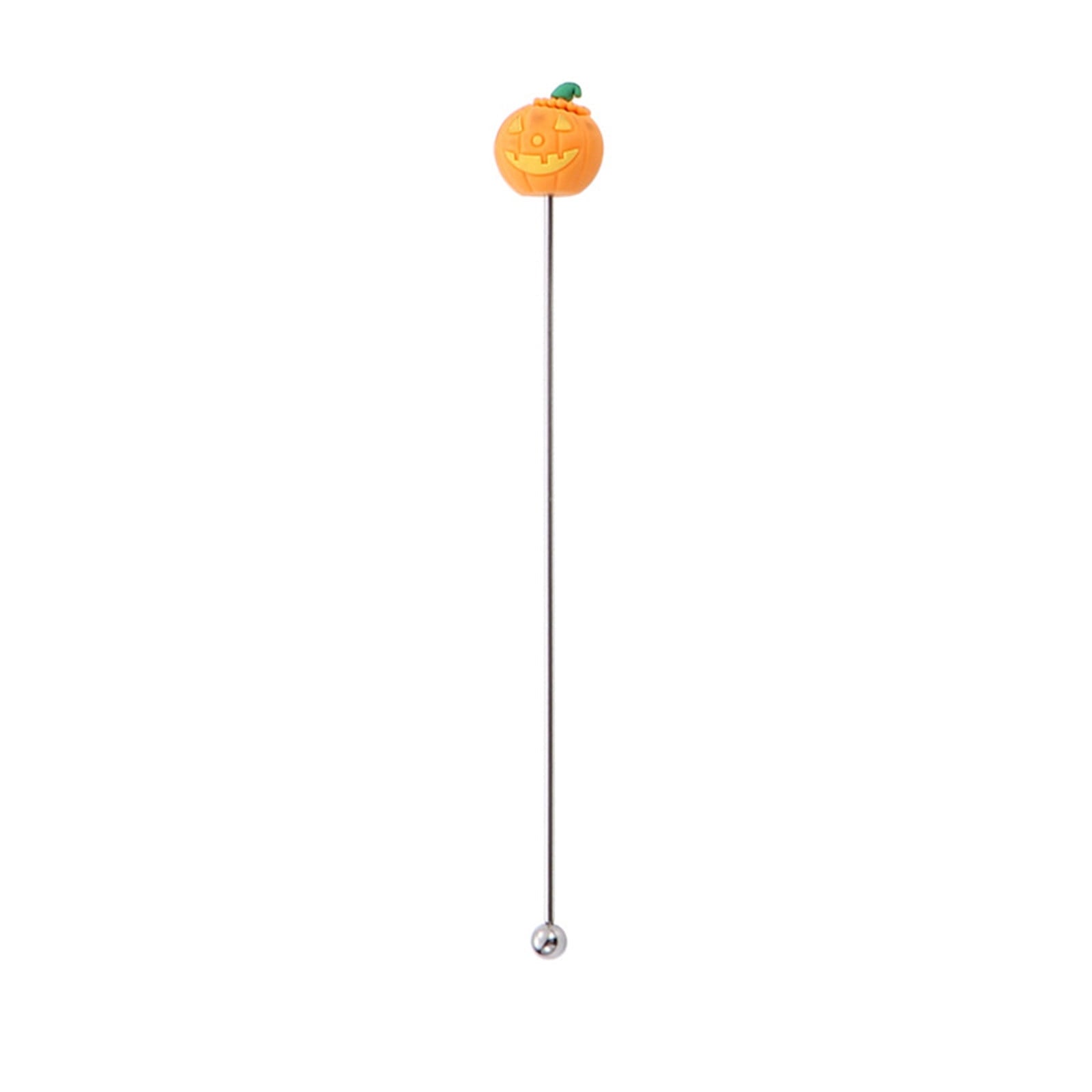 Stainless Steel Mixing Spoon for Cocktails – Halloween Barware, 304 Food - Grade Stirring Rod with Ghost, Witch Hat, Bat & Pumpkin Designs,Orange
