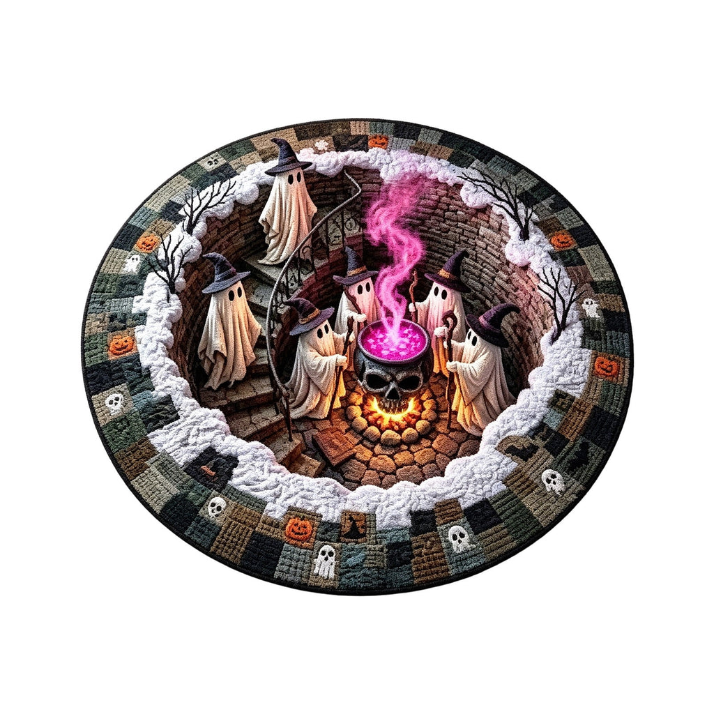 Sulaicai 3D Optical Illusion Halloween Round Rug, Spooky Ghost Pumpkin Print Absorbent Doormat, Non Slip Washable Floor Mat for Indoor Entryway Living Room Halloween Home Decor, 15.7 Inch