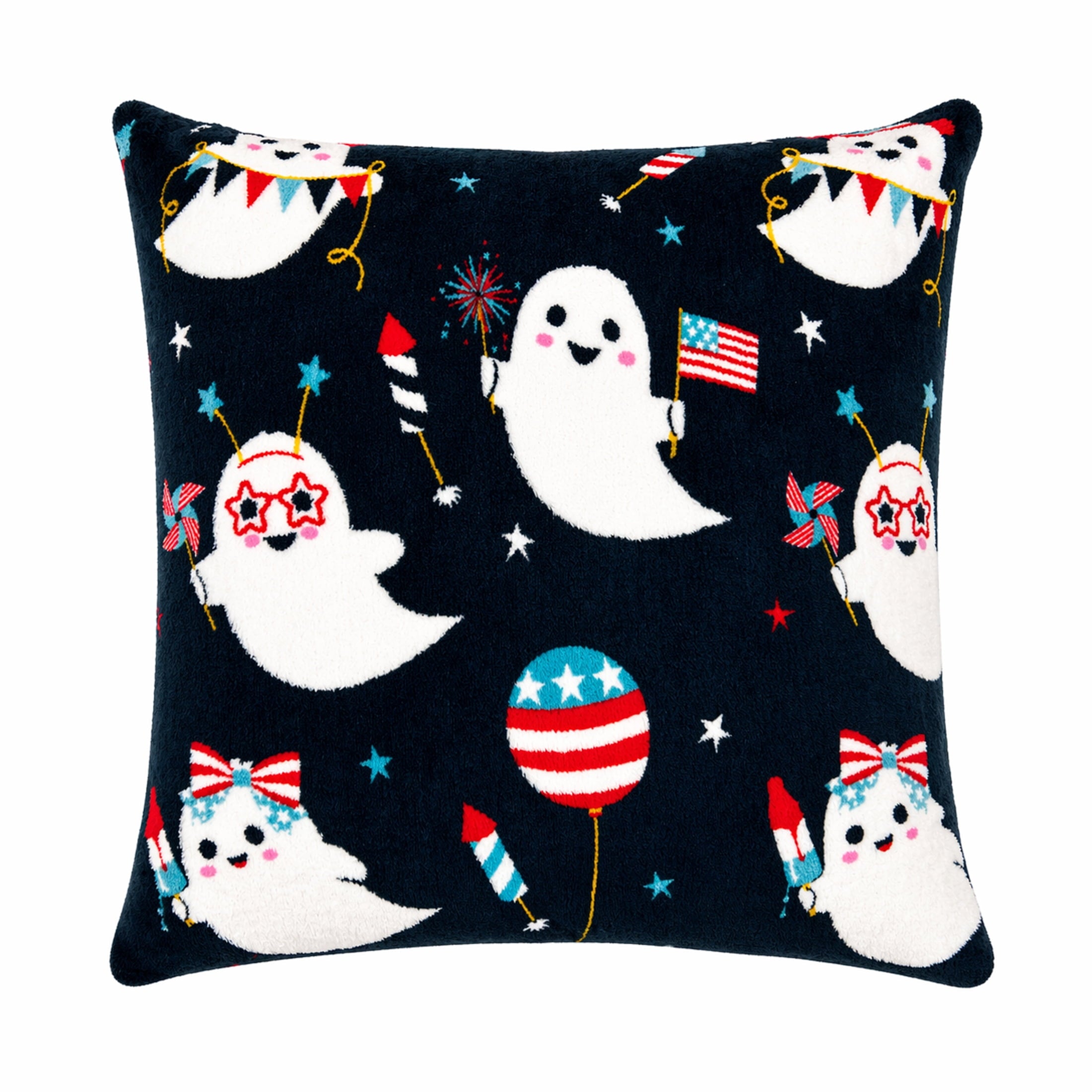 Summerween 18"x18" Plush Decorative Pillow, Vacation Ghosts