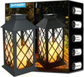 Supbessel Solar Lantern,Outdoor Garden Hanging Lanterns,2 Pack 11Inch Waterproof LED Flickering Flameless Candle Mission Lights for Table,Outdoor,Party Decorative(Black)