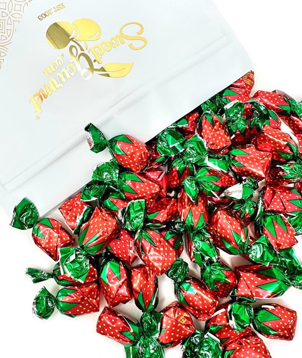 SweetGourmet Arcor Strawberry Bon Bons Hard Candy Wrapped, Fruit-Filled Premium Candies, 1 Pound Bag