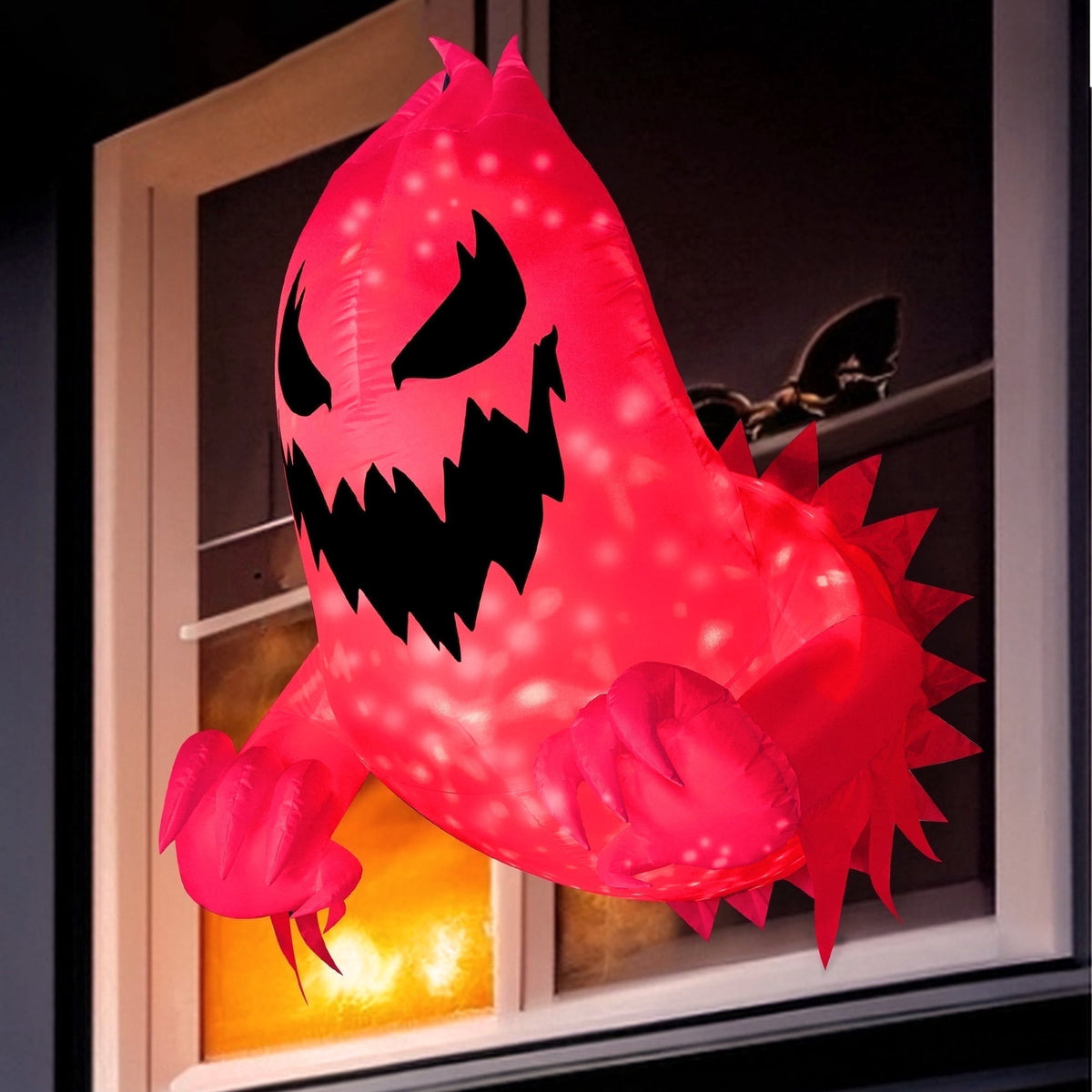 Joyfy 4.5 FT Halloween Inflatable Decorations Outdoor Scary Flying Ghost Broke Out from Window with Built-in LED Blow Up Inflatable for Window Decoration Yard Garden Lawn Decor