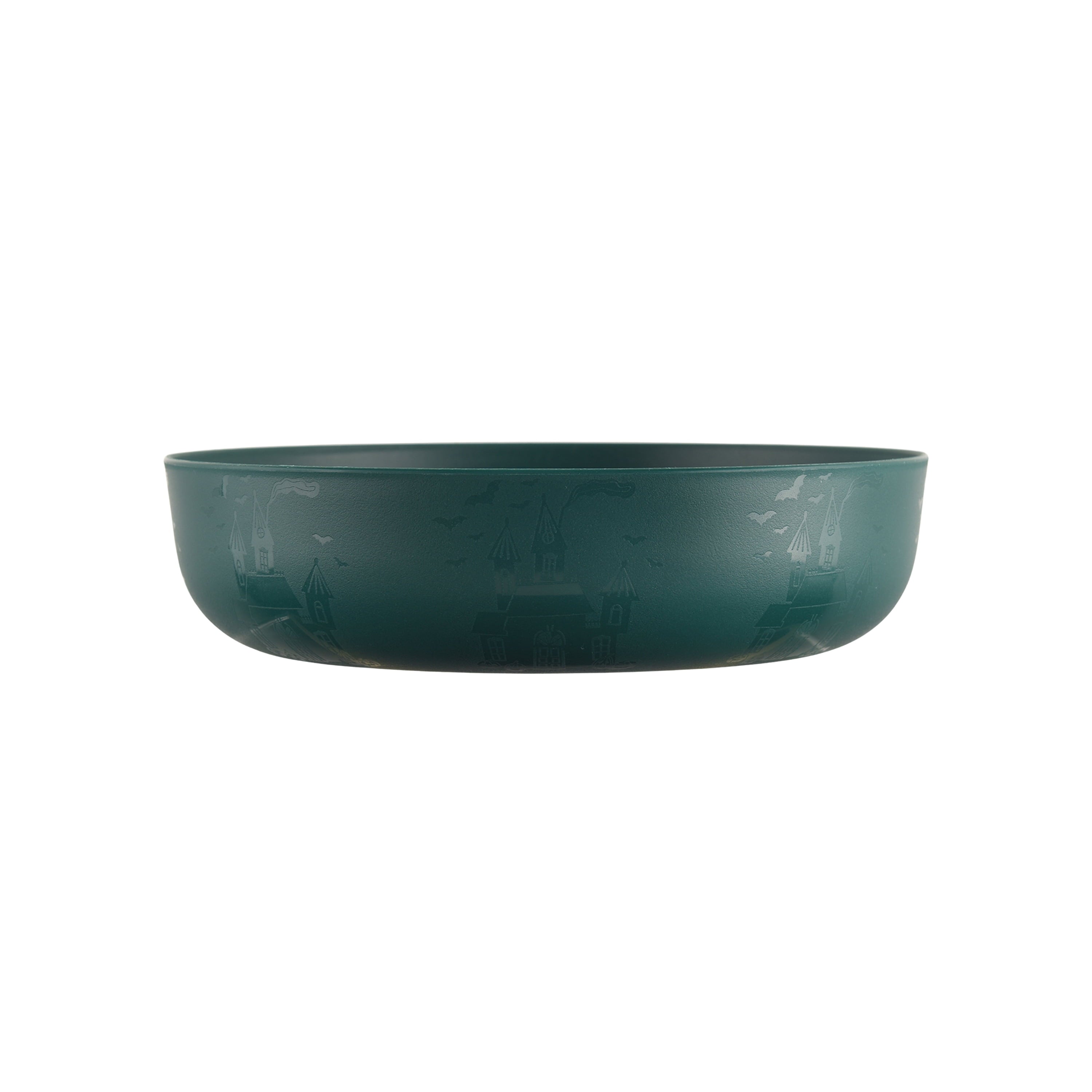 Mainstays 42 oz Round Plastic Dinner Bowl, Etched Bats, Black