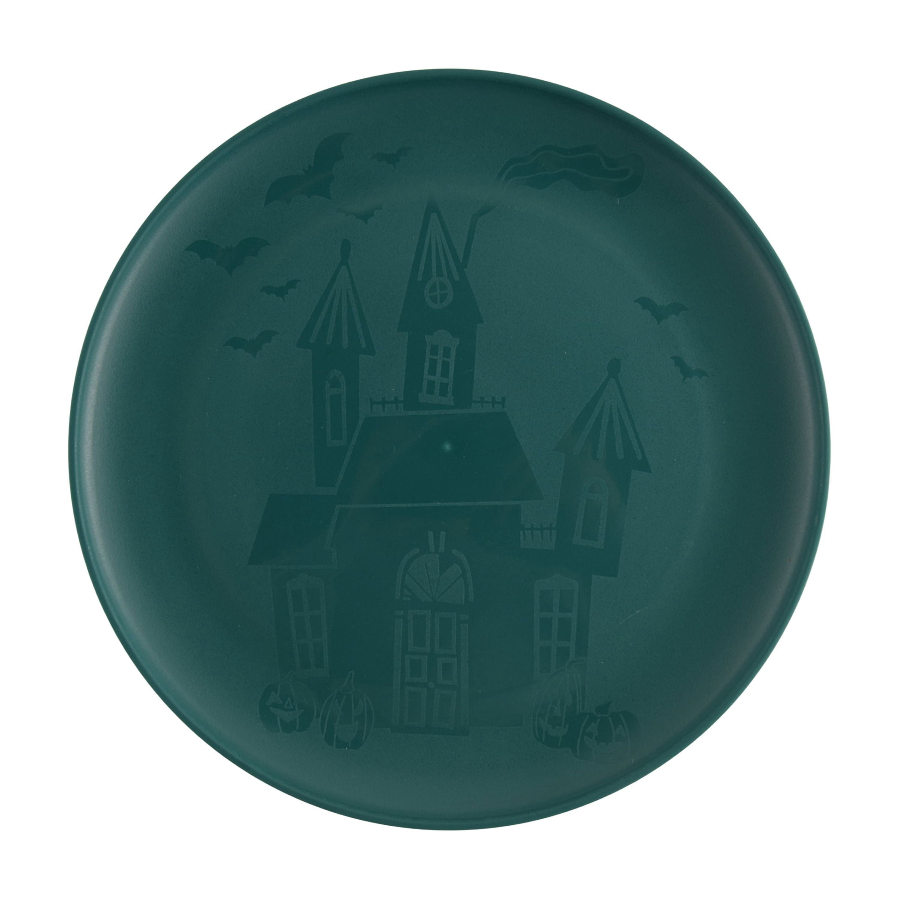 Mainstays 10.5 in Round Plastic Halloween Bats Dinner Plate, Black