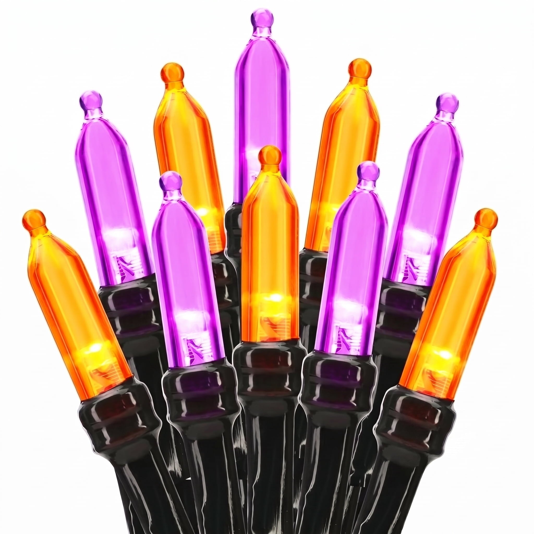 TETOU Halloween Lights, 33ft 100 LED Battery Halloween Lights, 8 Modes String Lights with Timer, Indoor Outdoor Waterproof mini Lights String for Halloween Bedroom Patio Decor - Orange & Purple