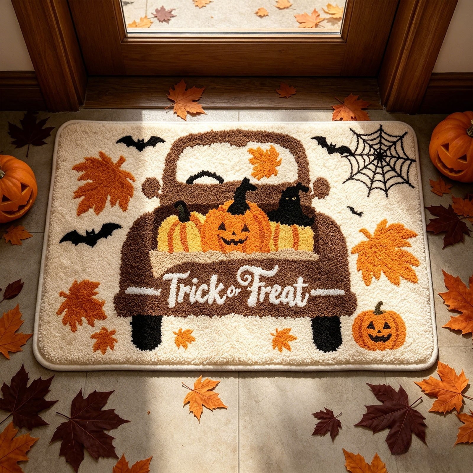 Taotanxi Spider Web Bath Mat, Halloween Bathroom Rug 15x23 Inches, Halloween Rugs Bathroom Decor, Black Gothic Bath Mat, Ultra Soft Great Absorbency