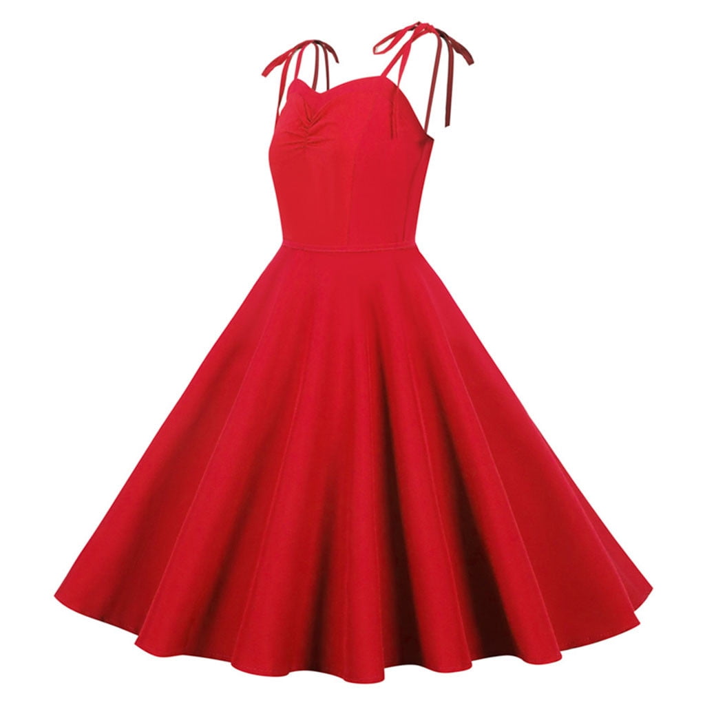Tejiojio Women Clothes Women's 1950s Retro Dress Short Sleeve Vintage Swing Dress