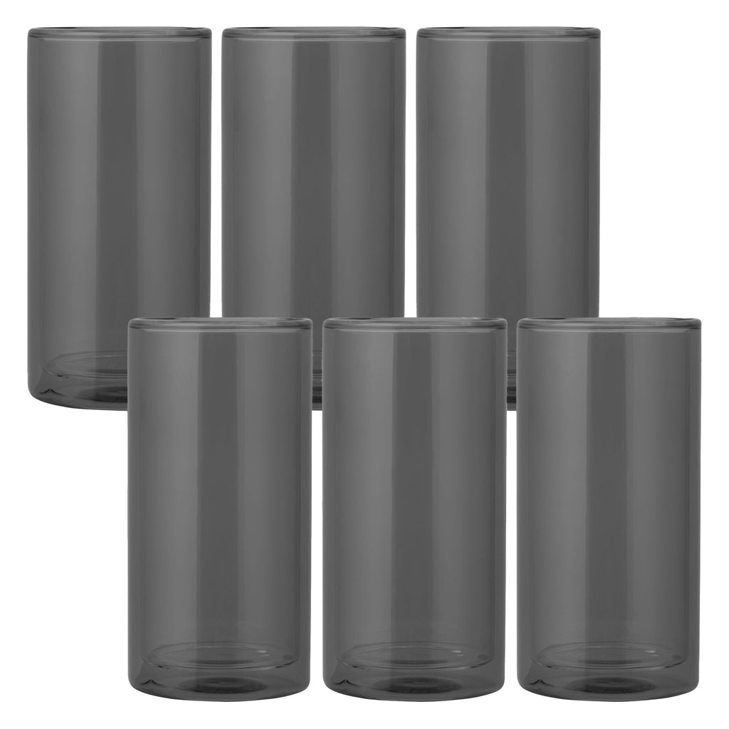 Thyme & Table Double Wall Beverage Glasses, 16 fl oz, Black, Set of 6