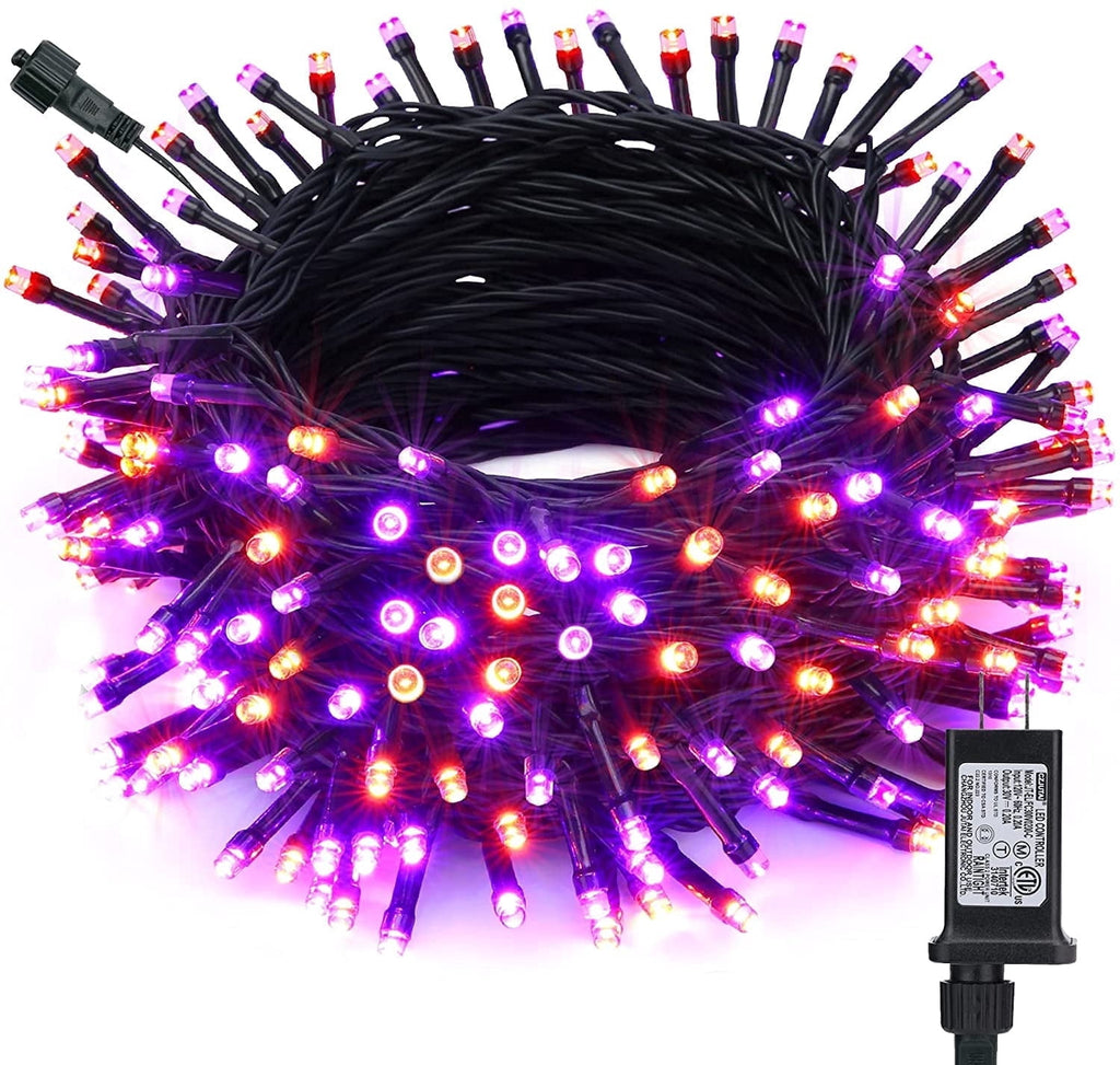 Toodour Orange & Purple Halloween Lights, 82ft 200 LED Plug in Halloween String Lights with 8 Modes, Memory & Timer Function, Connectable Halloween Outdoor Lights for Home, Garden, Halloween Decor