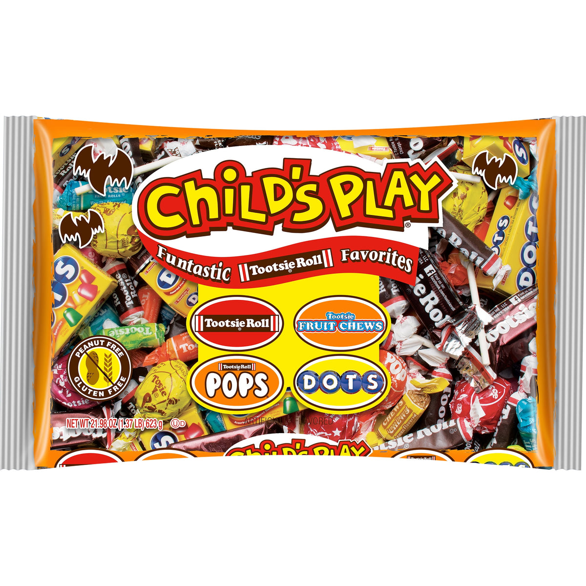 Tootsie Child's Play, Assorted Halloween Candy, Individually Wrapped, Peanut Free, Gluten Free, 21.98 oz
