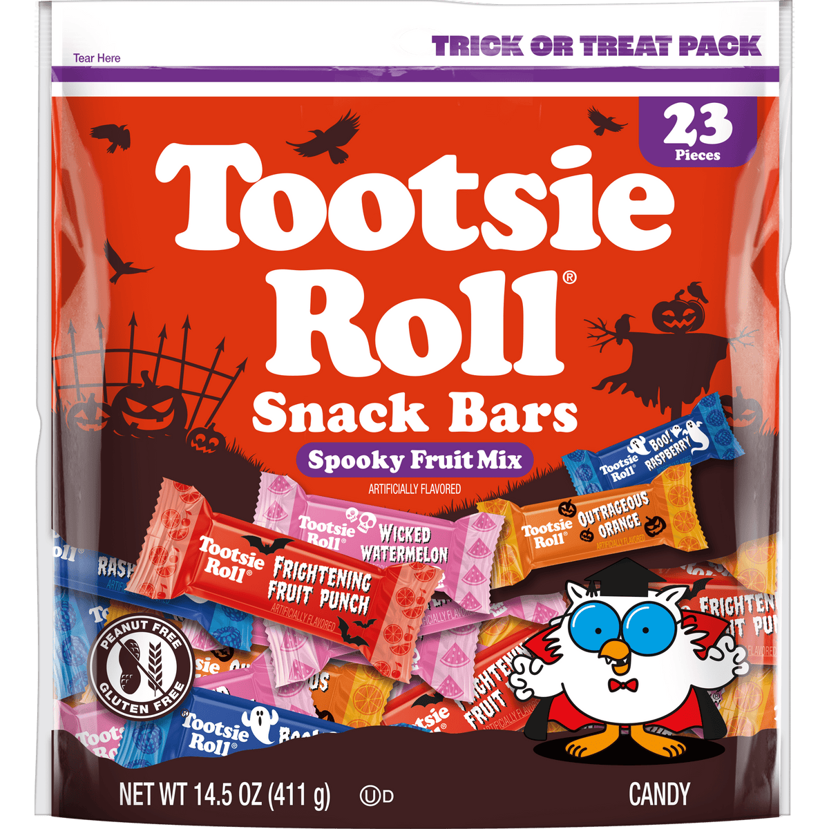 Tootsie Roll Fruit Snack Bars, Assorted Flavors, 14.5 oz, Gluten-Free, Peanut-Free