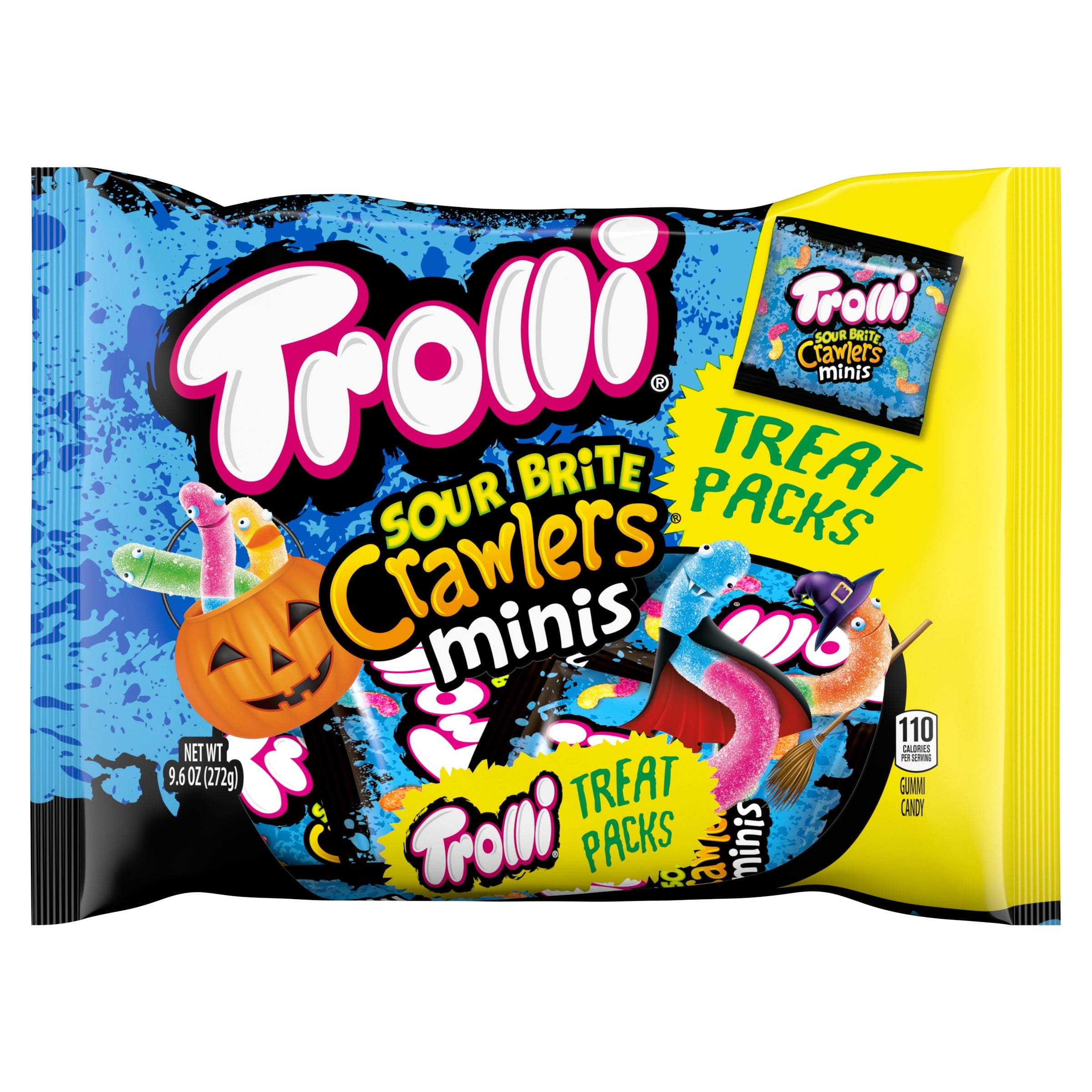Trolli Halloween Sour Brite Crawlers Minis Treat Packs Candy, 9.6 oz