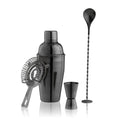 True 4 Piece Black Stainless Steel Barware Set - Cocktail Shaker & Accessories