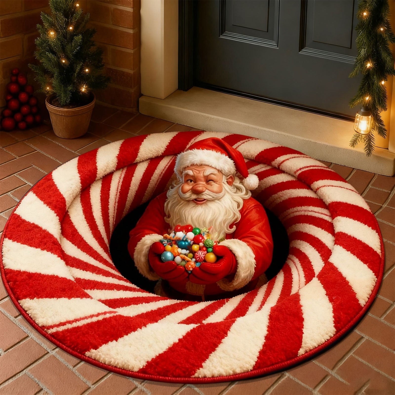 Tupukom Gifts Under 5 Dollars Christmas Doormat With Non Slip Indoor Christmas Welcome Mat with Absorbent & Dirt-Trapping, Outdoor Christmas Tree Door Mat Front Porch Decor 16" x 24" Inch