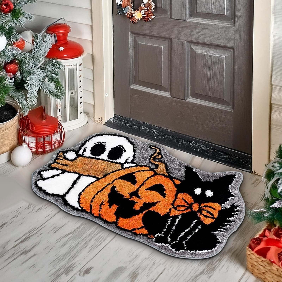 Tupukom Gifts Under 5 Dollars Christmas Doormat With Non Slip Indoor Christmas Welcome Mat with Absorbent & Dirt-Trapping, Outdoor Christmas Tree Door Mat Front Porch Decor 16" x 24" Inch