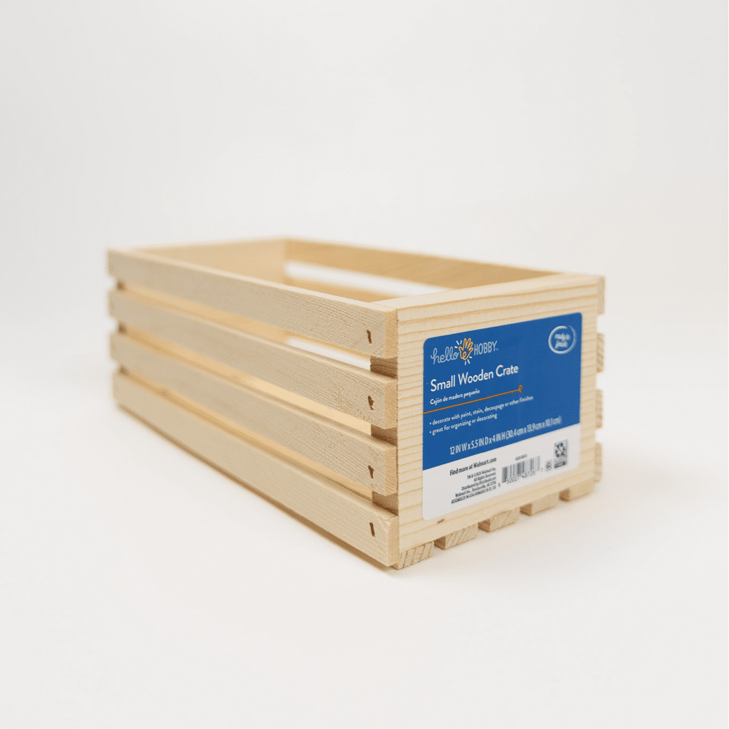 Hello Hobby Unfinished Wood Crate, 12 in x 5.5 in x 4 in