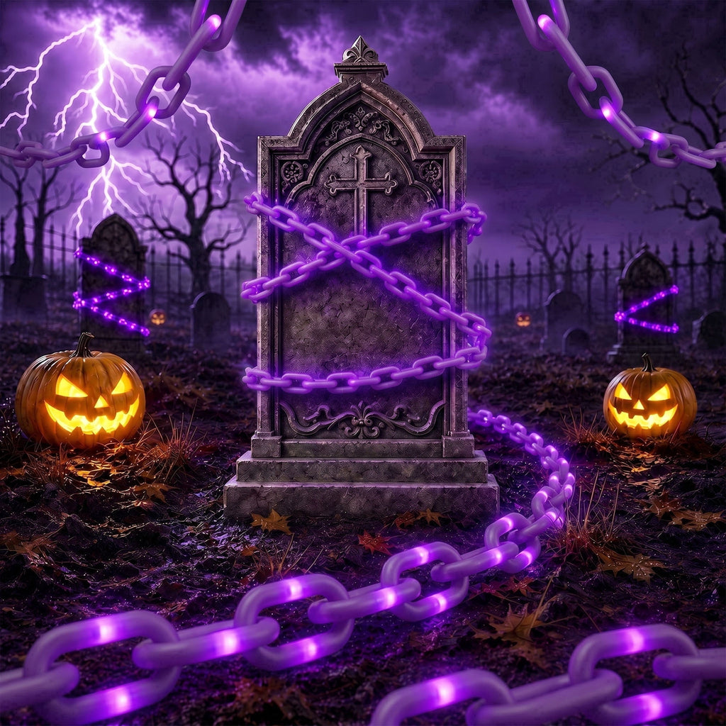 VOLIVO Halloween Chain Lights, 10FT 8 Modes Waterproof Battery Operated Halloween Decorations for Outdoor Party, Cosplay, Spooky (Purple)