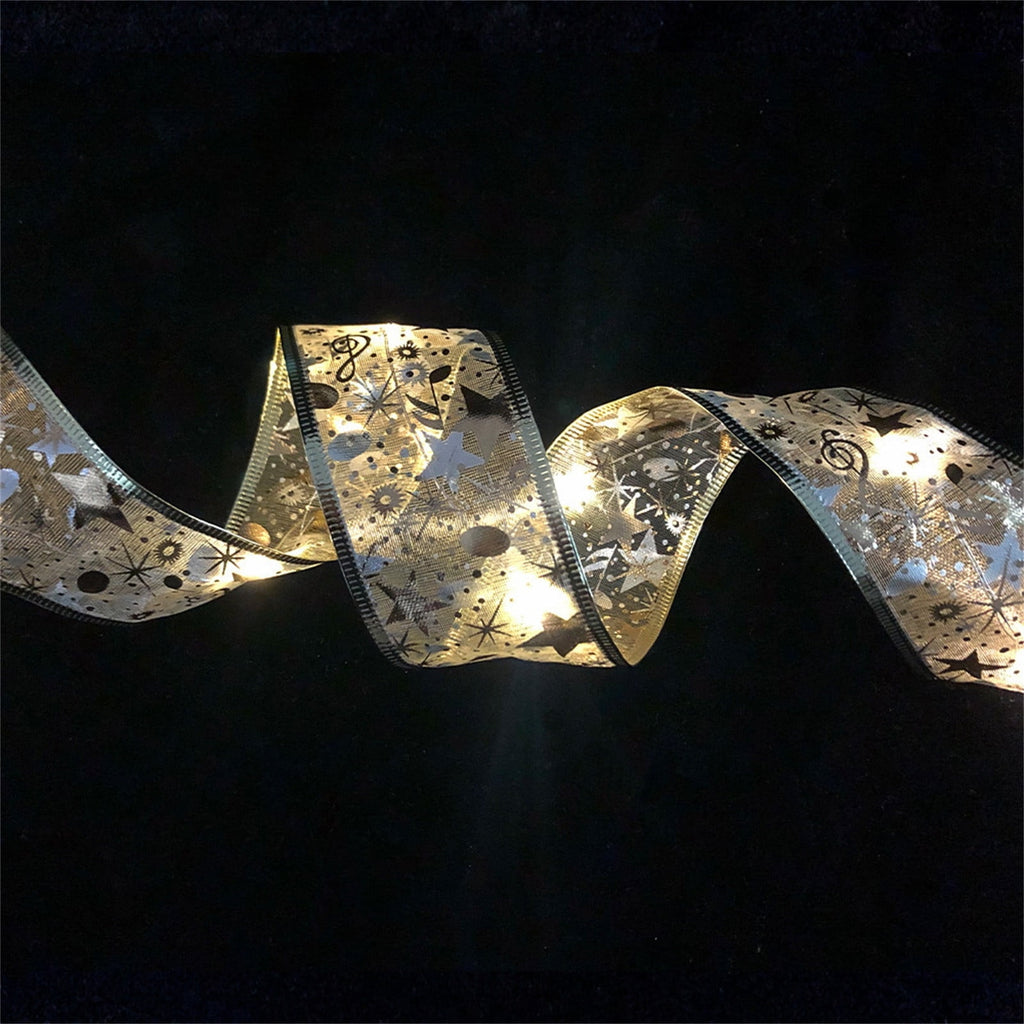 Vikakiooze Home Decor Christmas Decoration LED Ribbon Lights Christmas Tree Ornaments DIY Lace Bow String Lights Decoration