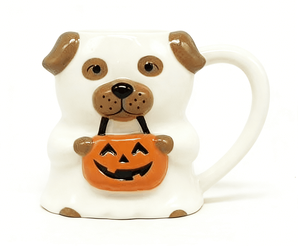 Way to Celebrate Halloween White Ghost Dog Ceramic Coffee Mug, 14.88 oz