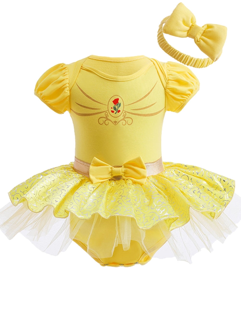 WIBACKER Infant Baby Girls Princess Romper Costume Onesie Fancy Dress Bodysuit with Headband Halloween Birthday Dresses