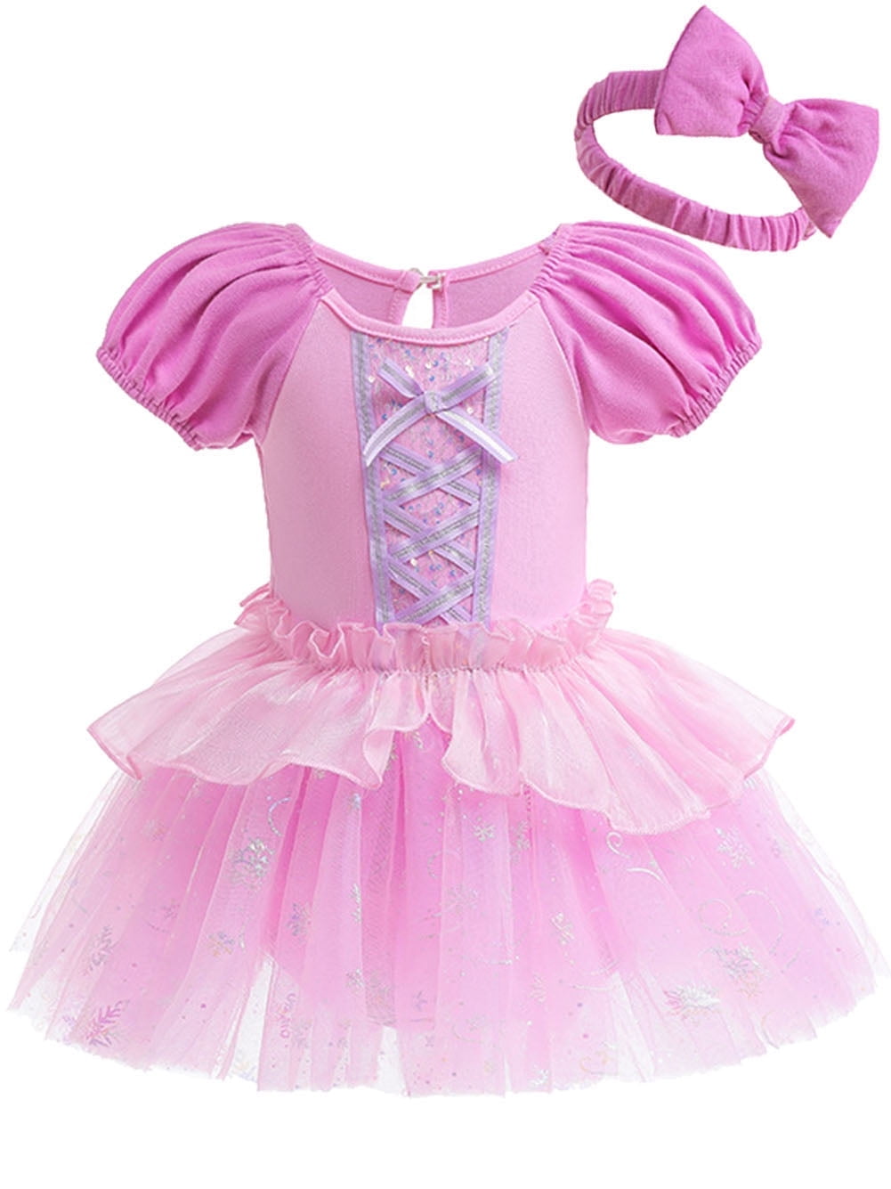 WIBACKER Infant Baby Girls Princess Romper Costume Onesie Fancy Dress Bodysuit with Headband Halloween Birthday Dresses