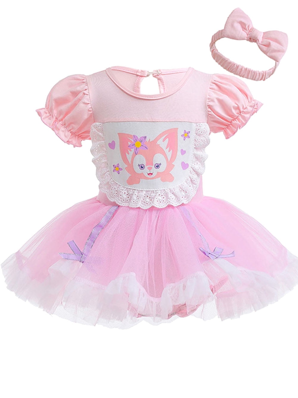 WIBACKER Infant Baby Girls Princess Romper Costume Onesie Fancy Dress Bodysuit with Headband Halloween Birthday Dresses