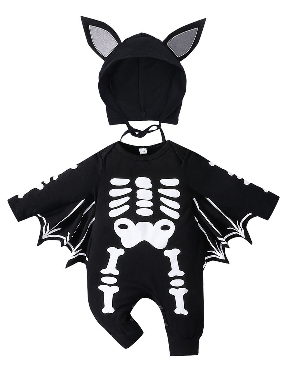 WIBACKER My First Halloween Costume Newborn Infant Baby Girl Boys' Skeleton Print Jumpsuit Onesies Hat Set
