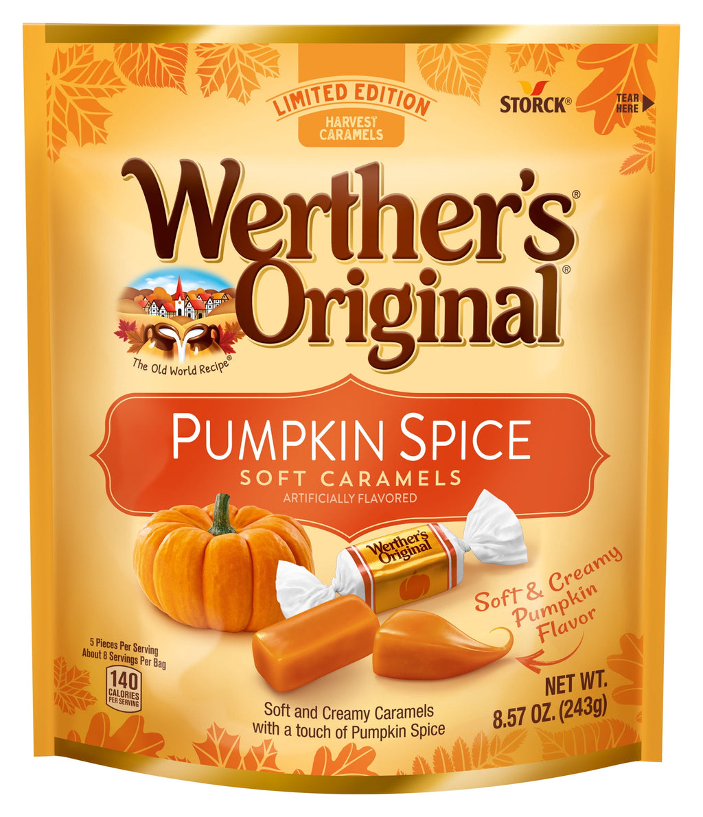 Werther's Original Limited Edition Fall Harvest Pumpkin Spice Soft Caramels, 8.57 oz Bag