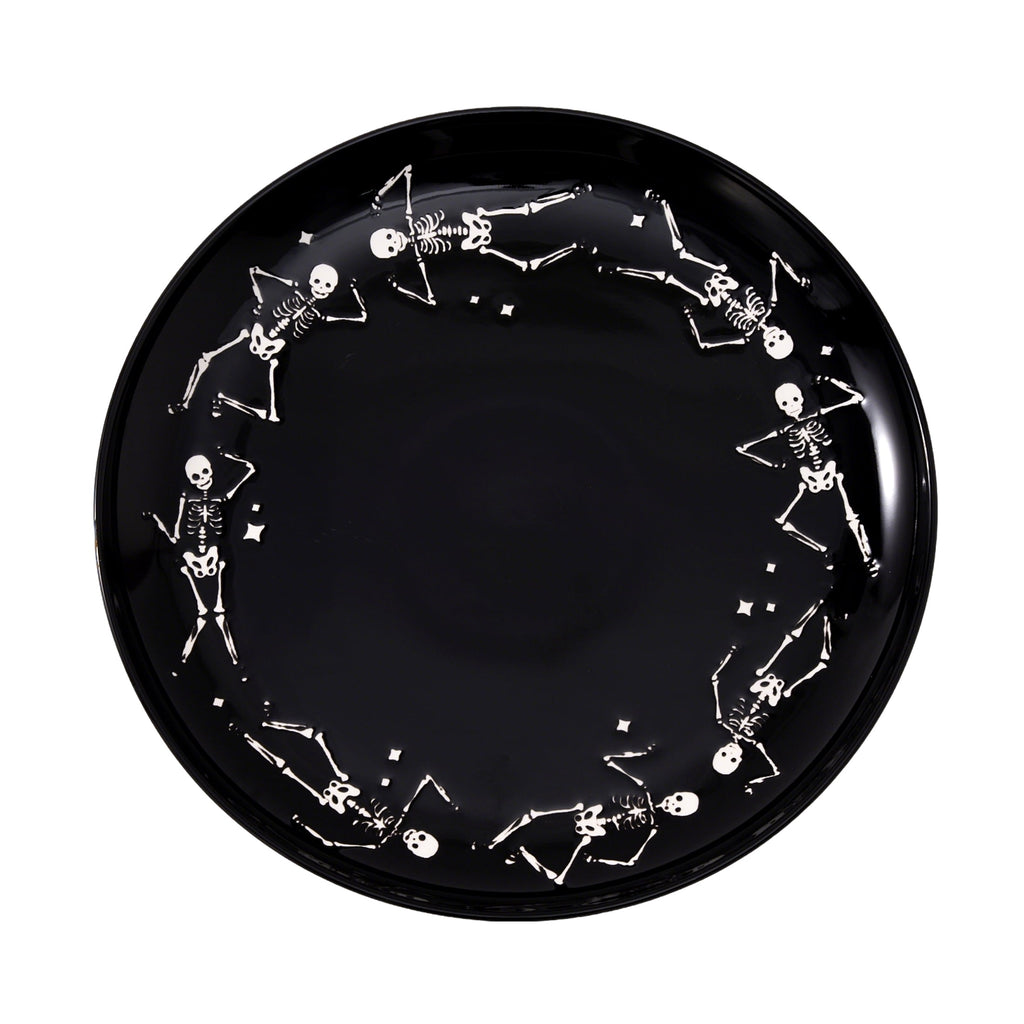 Way To Celebrate Halloween Dancing Skeleton Round Serving Tray, Black, 11.93 in