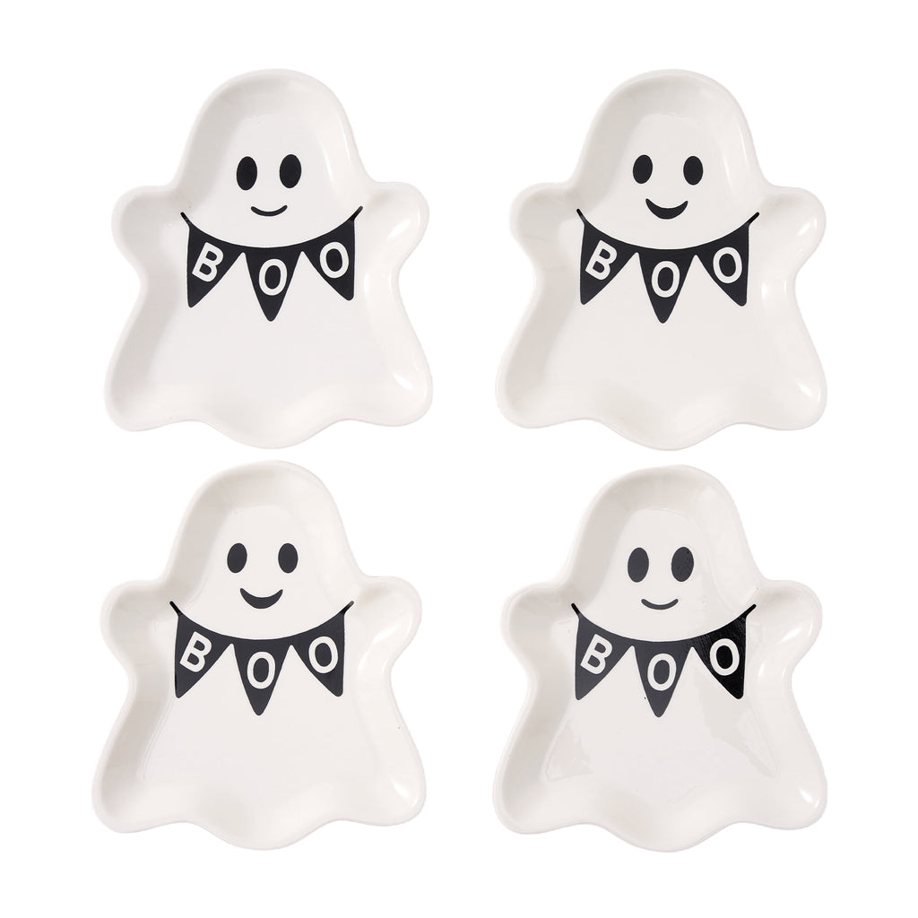 Way to Celebrate Halloween Ghost Stoneware Appetizer Plates, 4-Pack