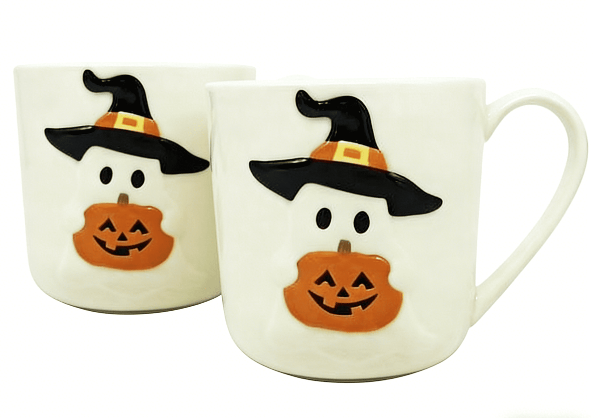 Way To Celebrate Halloween Ghost Stoneware Mugs, 2-Pack, 14.88 oz