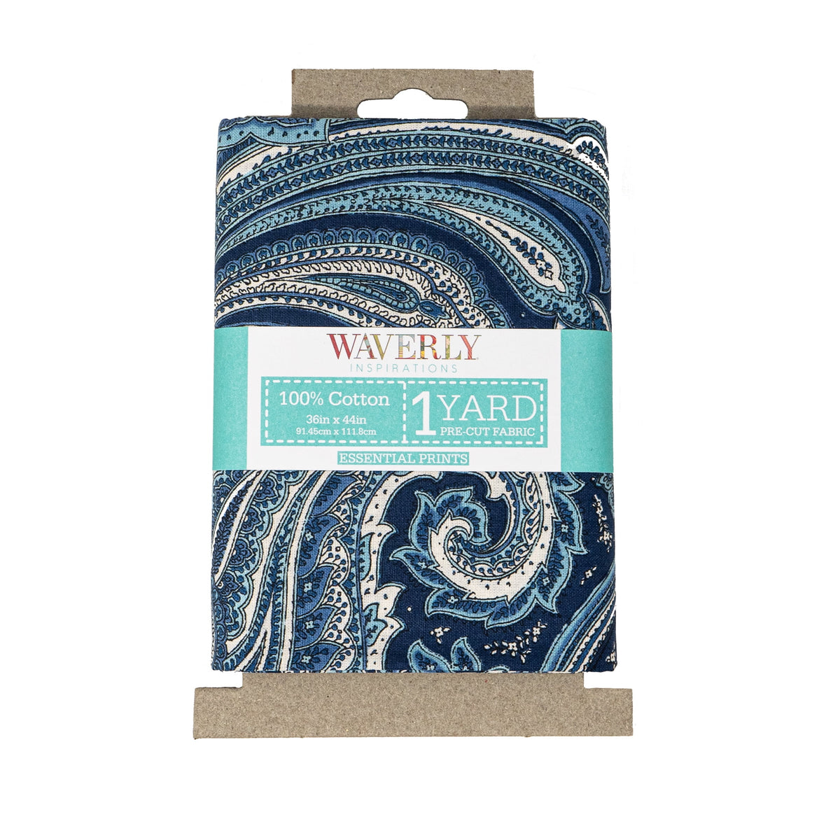Waverly Inspirations 1 Yard Cut 100% Cotton Prints Fabric, Paisley Navy, 44 in Wide for Quilting & Sewing