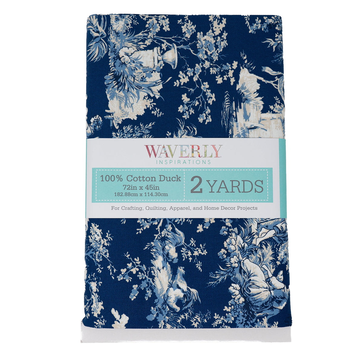 Waverly Inspirations 100% Cotton 45" x 2 Yards Precut Toile Navy Print Sewing & Crafting Fabric, 1 Each