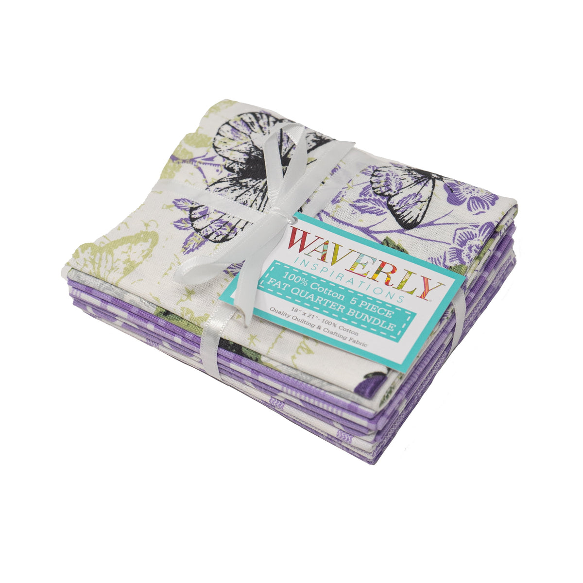 Waverly Inspirations Sewing & Craft Fabric Bundle, 100% Cotton, Lilac, 5 Pieces, 21 in x 18 in
