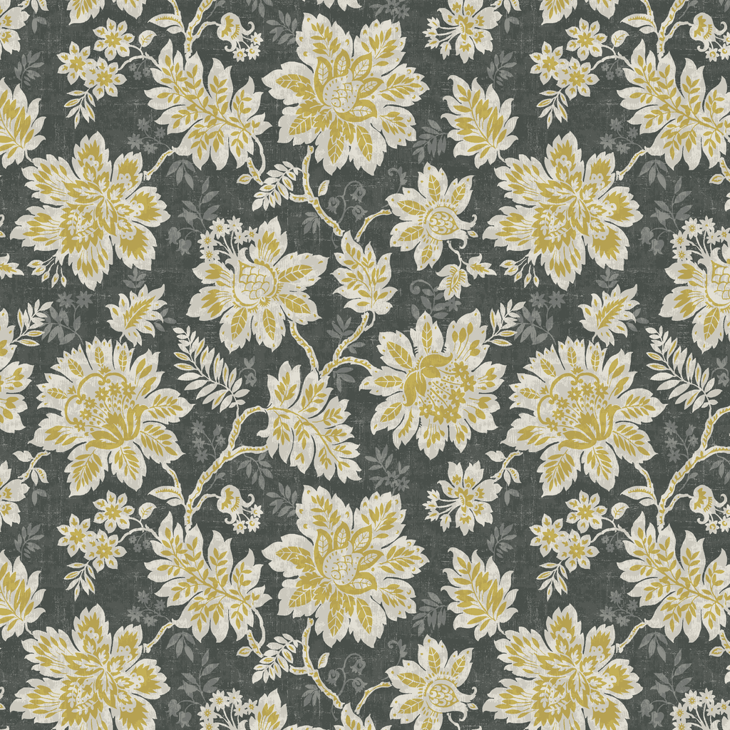 Waverly Inspirations 45\" 100% Cotton Duck Petal Print Black Sunshine Color Sewing Fabric by the Yard