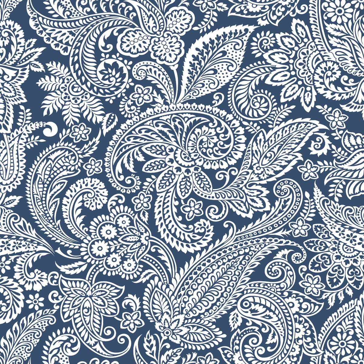 Waverly Inspirations 45 in 100% Cotton Duck Sewing & Craft Fabric by the Yard, Navy Graphic Paisley