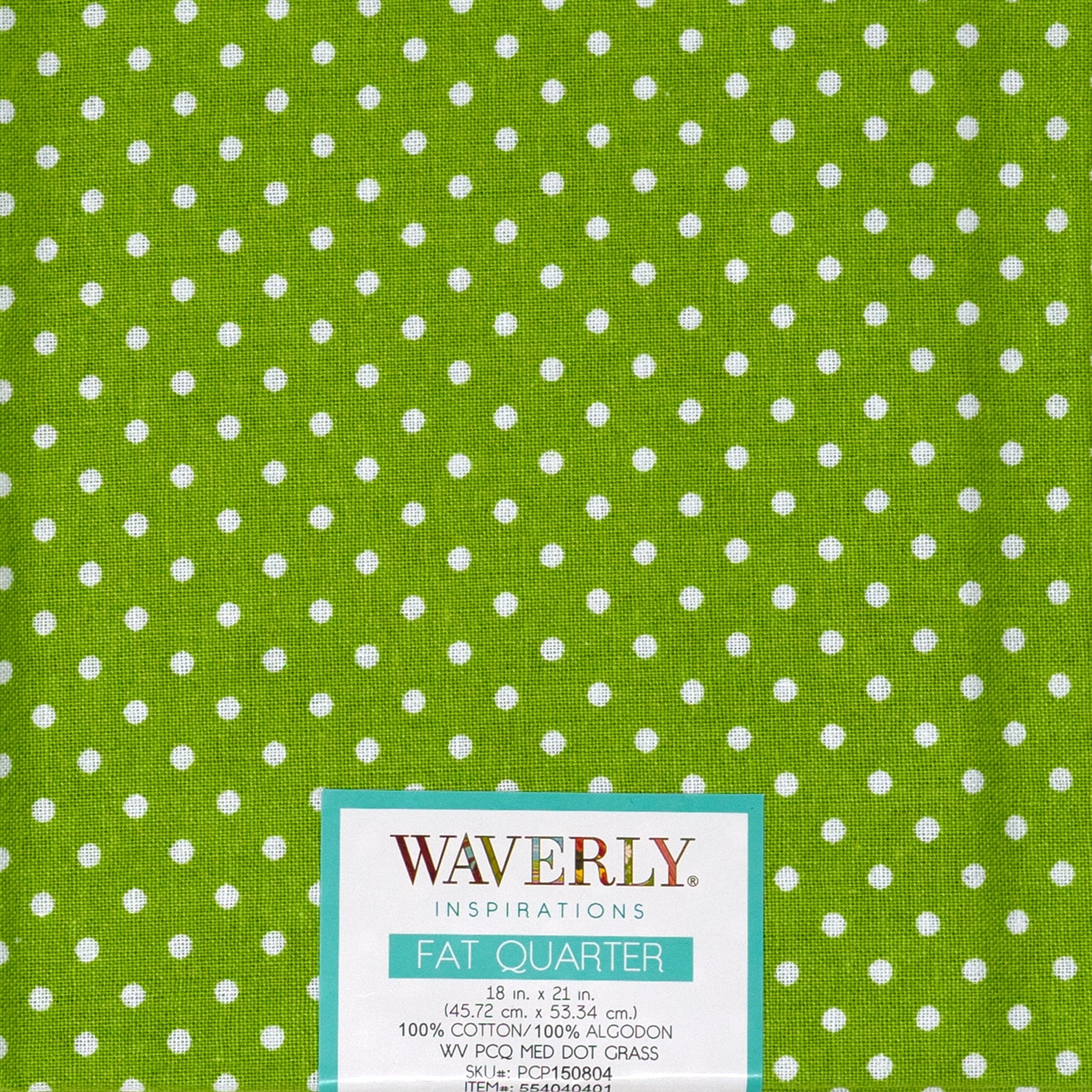 Waverly Inspirations Cotton Fat Quarter Fabric, Medium Dot Grass, 18 in x 21 in, 1 Each