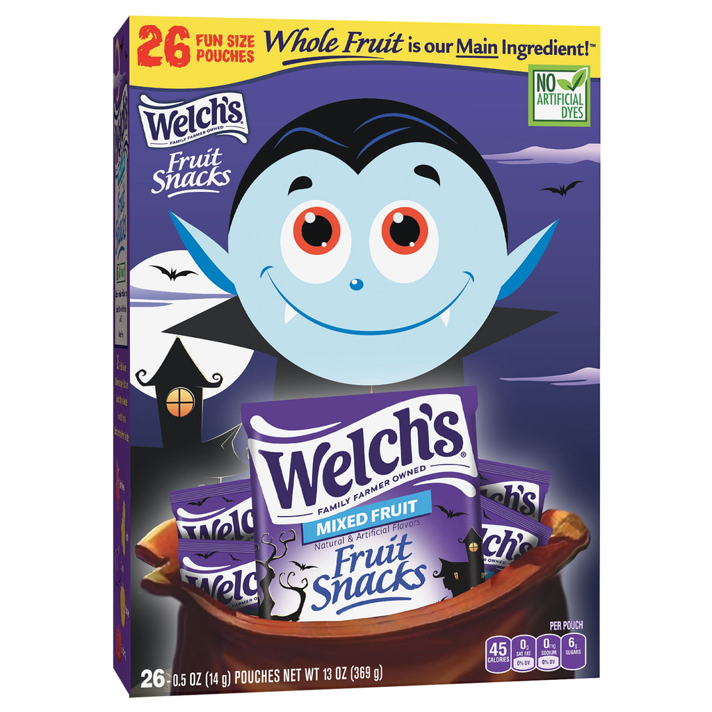 Welch's Fruit Snacks, Halloween, Mixed Fruit, Soft Kids Snacks, 0.5 oz, 26 Count
