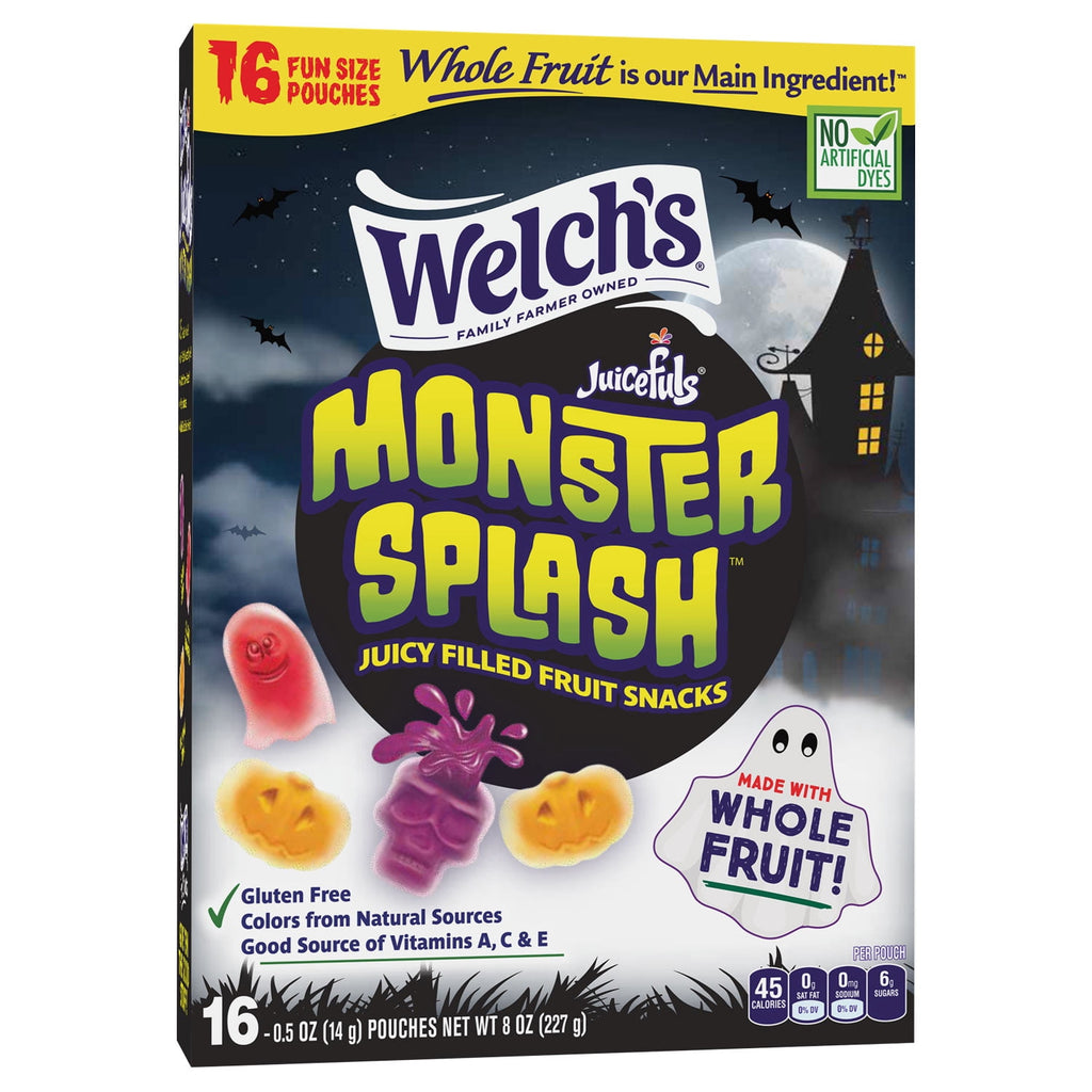 Welch's Juicefuls Monster Splash, Halloween Soft Kids Snacks, 0.5 oz, 16 Count