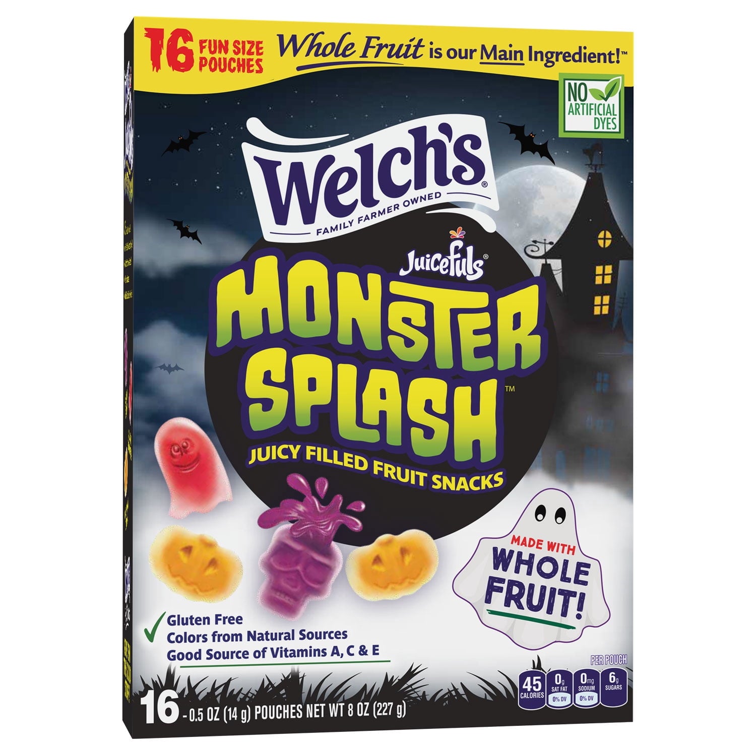 Welch's Juicefuls Monster Splash, Halloween Soft Kids Snacks, 0.5 oz, 16 Count