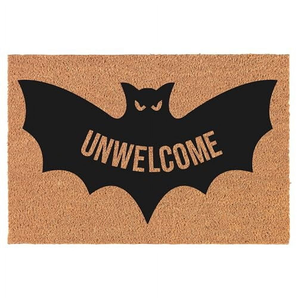 Welcome Doormat Coco Coir Door Mat Gift Unwelcome Bat Halloween (24" x 16")