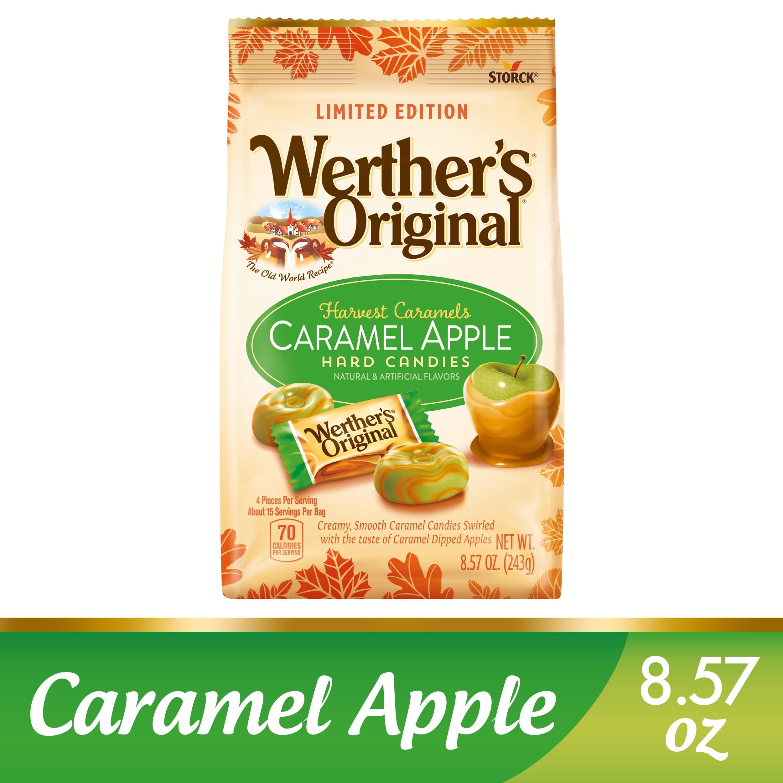 Werther's Original Individually Wrapped Caramel Apple Hard Candy, 8.57 oz Bag