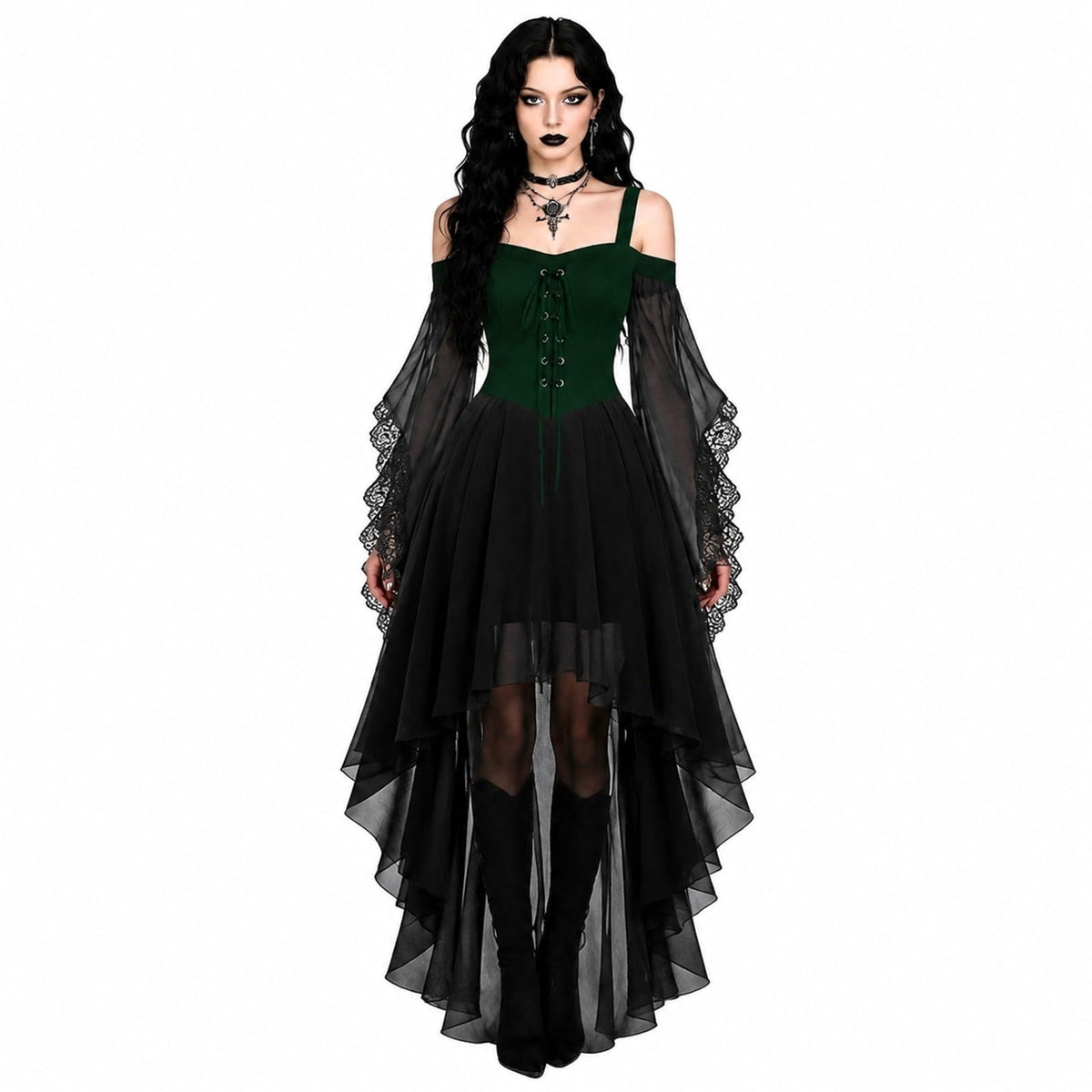 Witch Dress Women 2026 Halloween Costumes Woman Adults Medieval Vampire Butterfly Sleeve Mesh Gothic Outfits Red S
