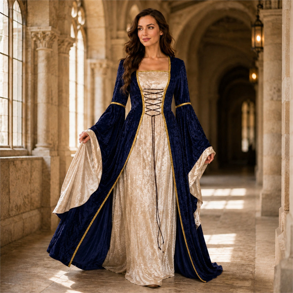 Witch Dress for Women Costume Halloween Vampire Dress 2026 Gothic Witch Costume Women Renaissance Medieval Velvet Outfit Cosplay Party White S