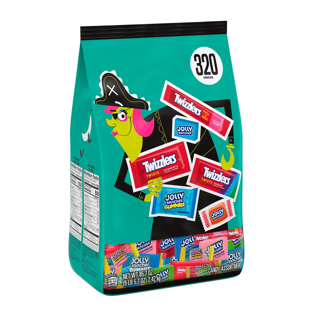 Jolly Rancher and Twizzlers Assorted Fruit Flavored, Halloween Candy Bulk Bag, 85.7 oz (320 Pieces)