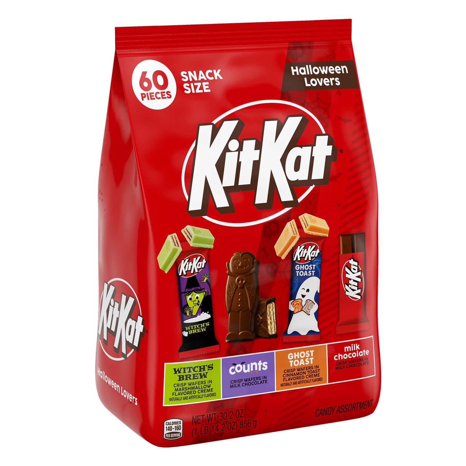 Kit Kat Assorted Flavored Wafer Snack Size, Halloween Candy Bulk Bag, 30.2 oz (60 Pieces)