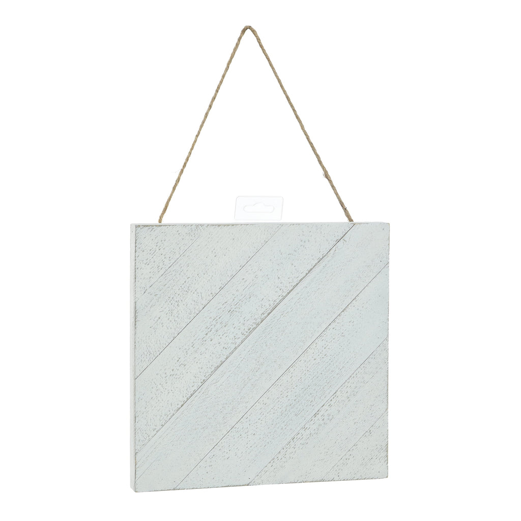 Wood Plank Plaque Diagonal Design White Wash 10" x 10" (1 Piece)