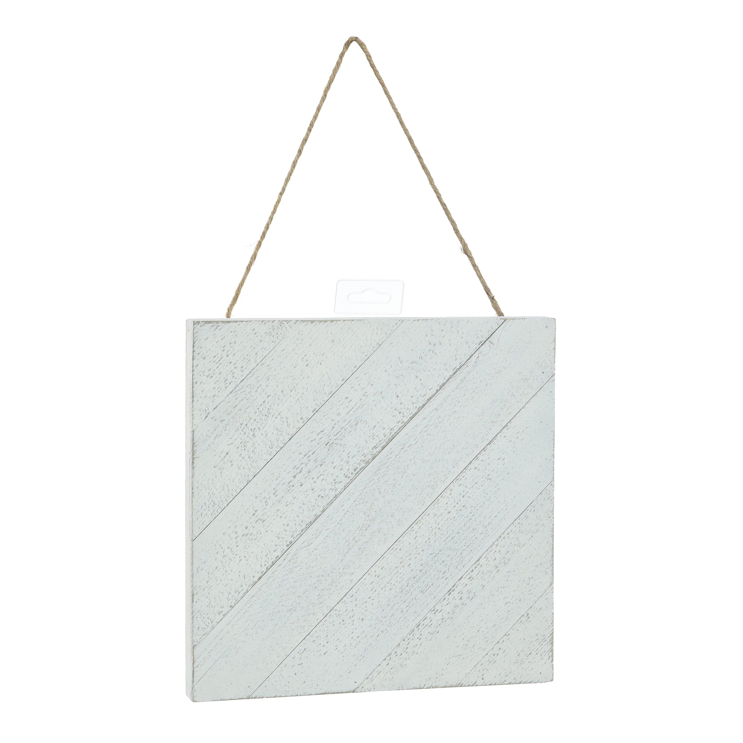Wood Plank Plaque Diagonal Design White Wash 10" x 10" (1 Piece)